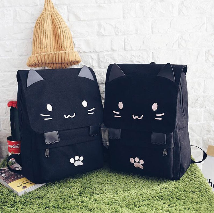 Cute Cat Canvas Backpack