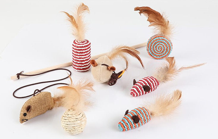 Cat Teaser Feather Toy Set