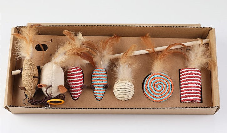Cat Teaser Feather Toy Set