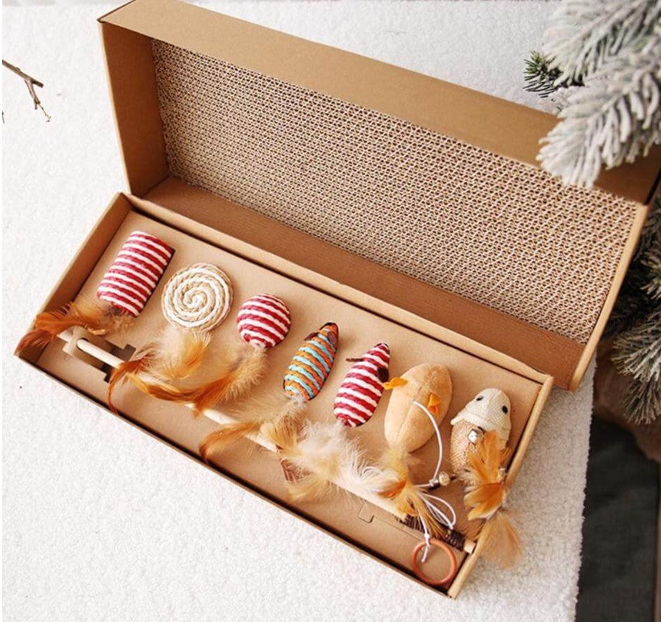 Cat Teaser Feather Toy Set