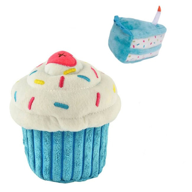 Birthday Cupcake Squeaky Plush Toy Set