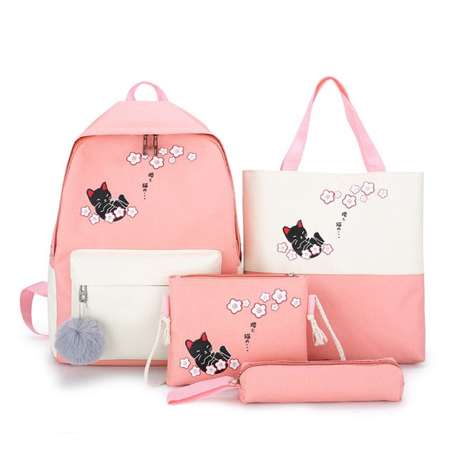 Sakura Cat Backpack Set