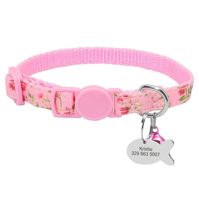 Floral Personalized Name Tag Cat Collar