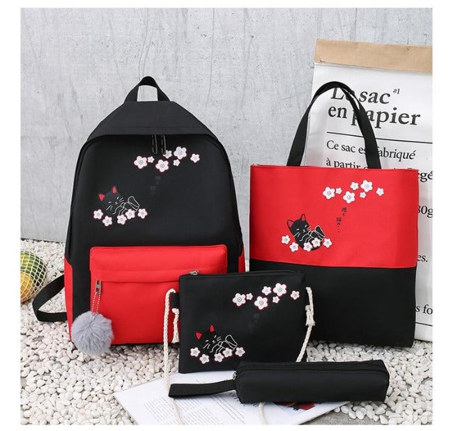 Sakura Cat Backpack Set
