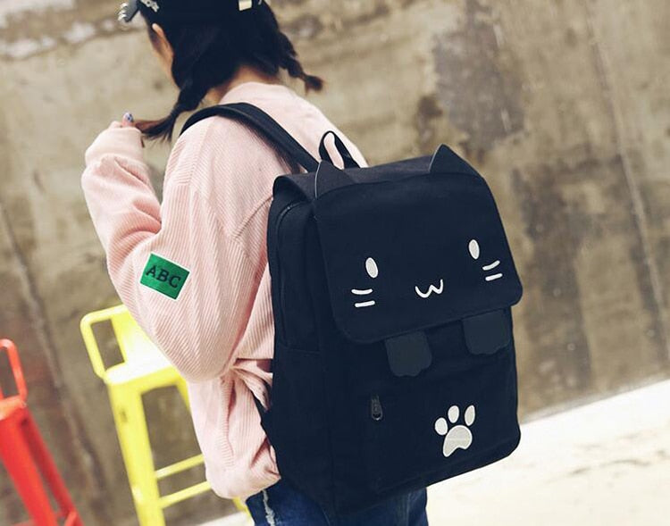 Cute Cat Canvas Backpack