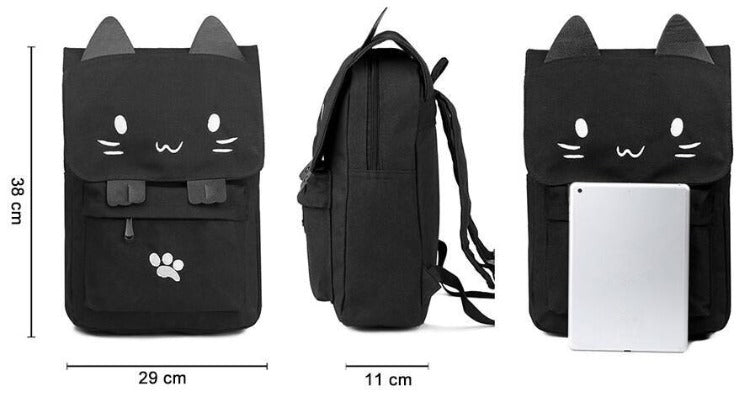 Cute Cat Canvas Backpack