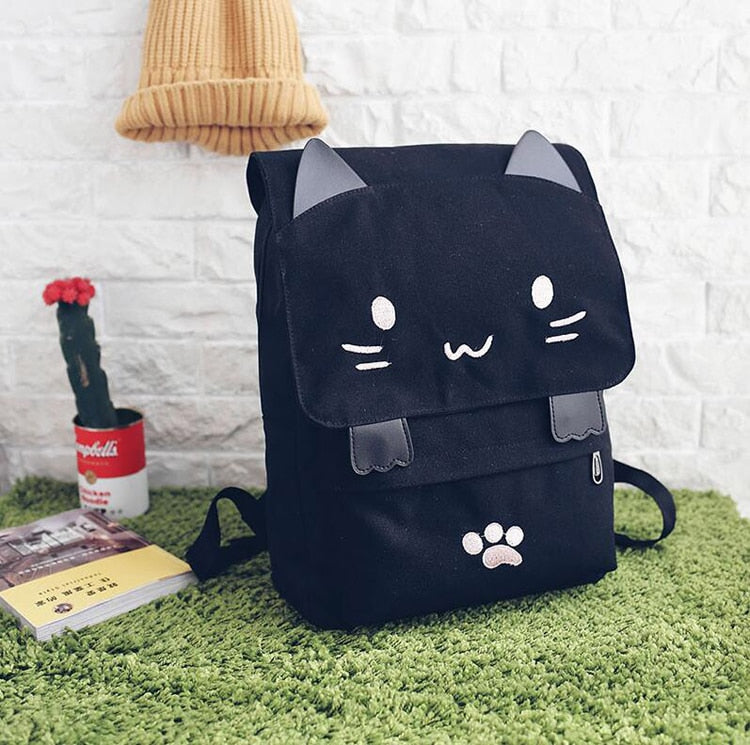 Cute Cat Canvas Backpack