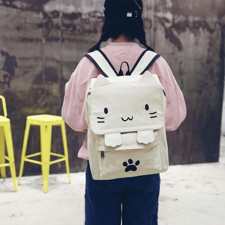 Cute Cat Canvas Backpack