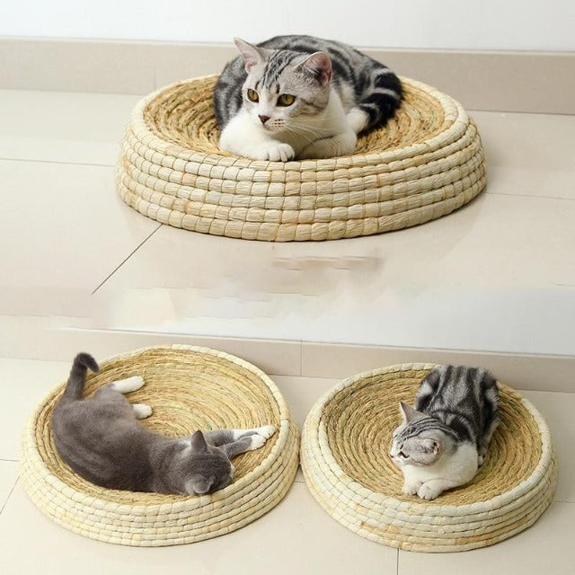 Handmade Straw Cat Bed