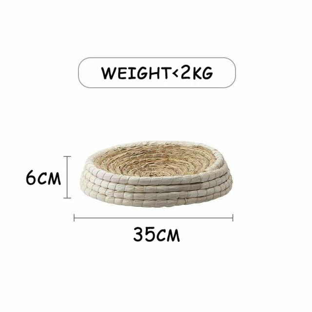 Handmade Straw Cat Bed